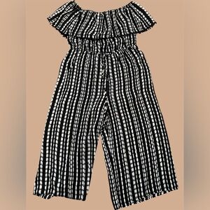 A.U.W Black and White Striped Off-Shoulder Dress